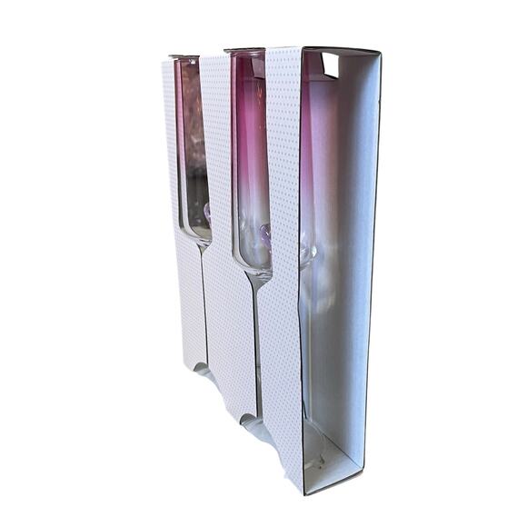 VIRAL Cupcakes & Cashmere Pink Heart Glass Champagne Flutes Set of 2 New - Picture 9 of 14